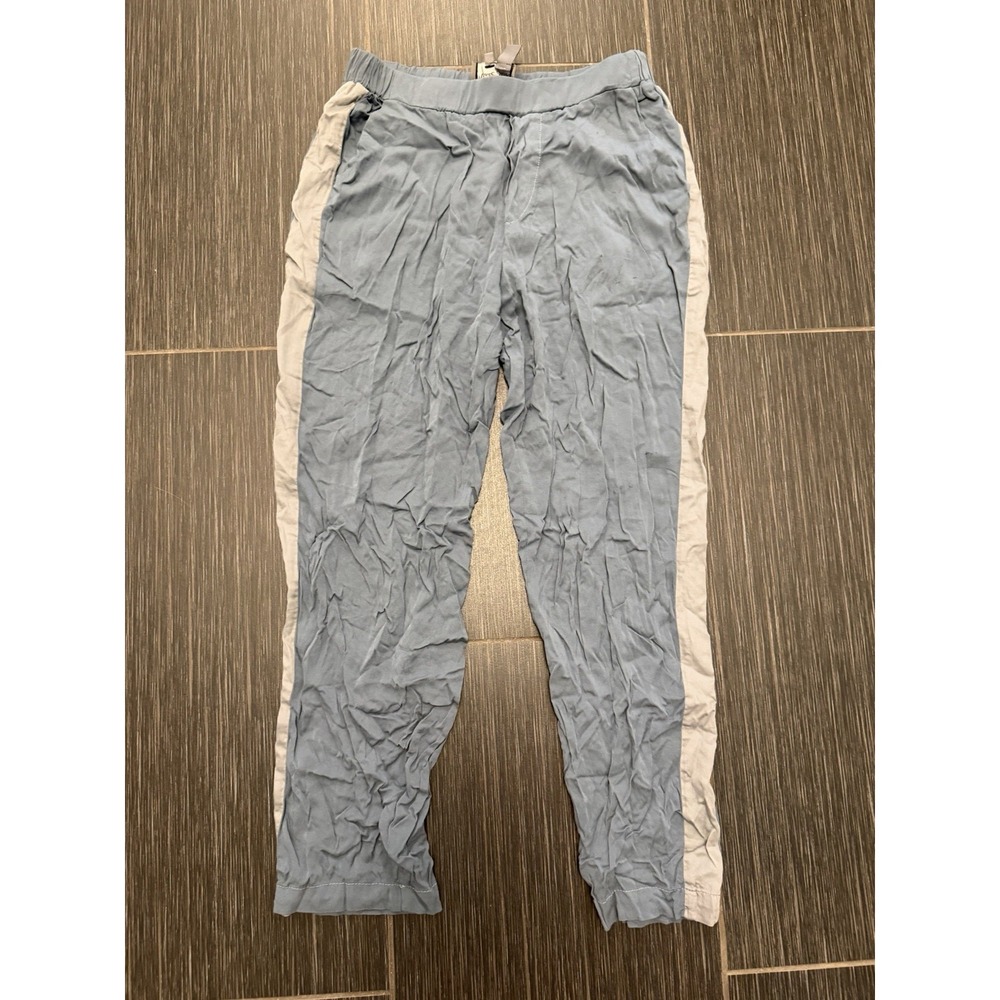 Anthropologie Michael Stars Satin Track Pants Sz S Blue White Stripe Athleisure